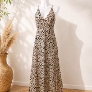 Robe longue fluide en viscose à motif marguerite Mïly